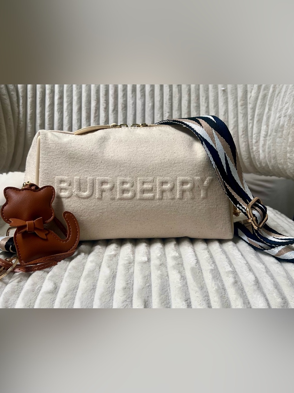 Burberry Upcycled Embossed Beauty to Canvas Crossbody Bag
